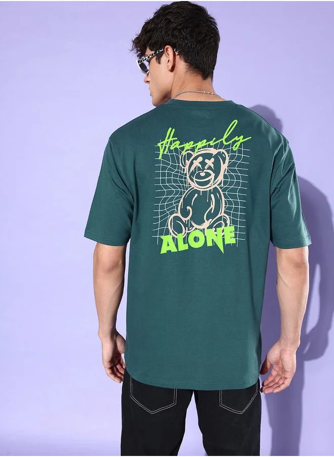 Dillinger Oversized Happily Alone Graphic Print T-Shirt by Styli