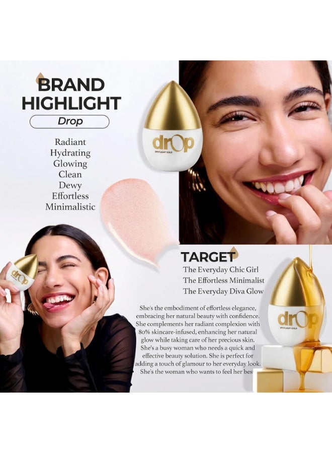 MIGUHARA Spotlight Gold DROP (Champagne Gold) – Skincare-Infused Illuminator for Instant Glow – Lightweight, Vegan Liquid Highlighter for All Skin Types (1.01 fl oz) - Image 4