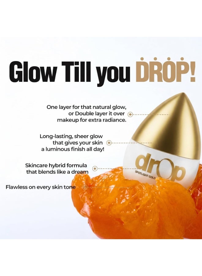 MIGUHARA Spotlight Gold DROP (Champagne Gold) – Skincare-Infused Illuminator for Instant Glow – Lightweight, Vegan Liquid Highlighter for All Skin Types (1.01 fl oz) - Image 3
