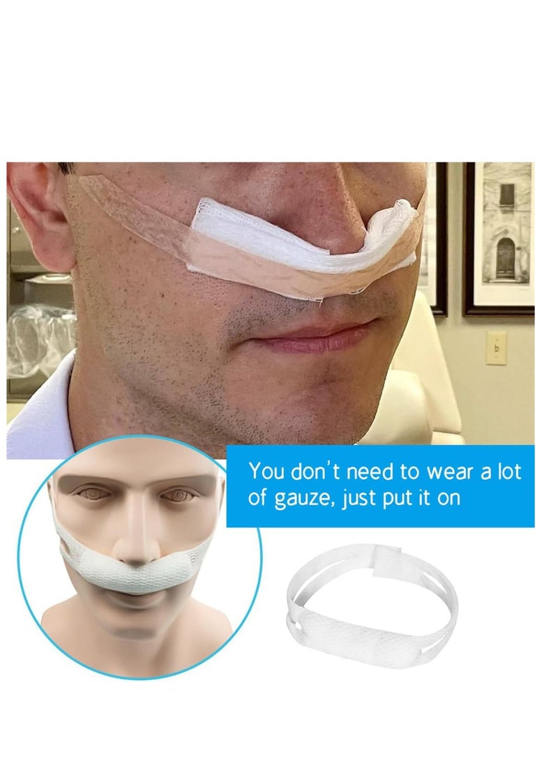 Nose Bandage with Ear Loops, Pack of 5, Nasal Bandage, Nose Bandage After Surgery, Stretch Bandage Holder, High Absorption Capacity (White) - Image 4