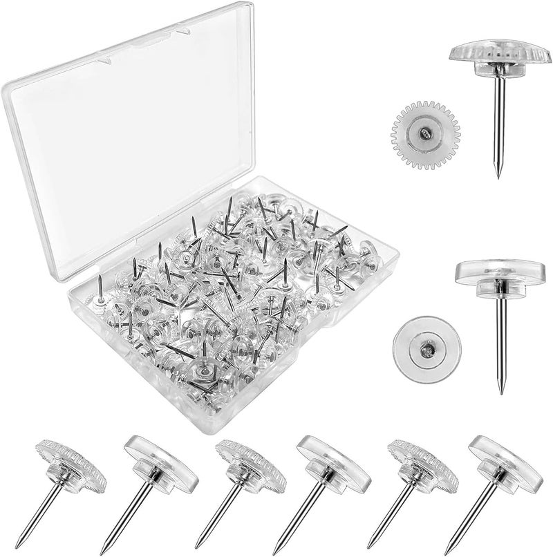 nalaina Clear Push Pins, 100 Pcs Push Pins Tacks, Standard Thumb Tacks Steel Point for Bulletin Board Home School Cork Board Office Supplies - Image 1