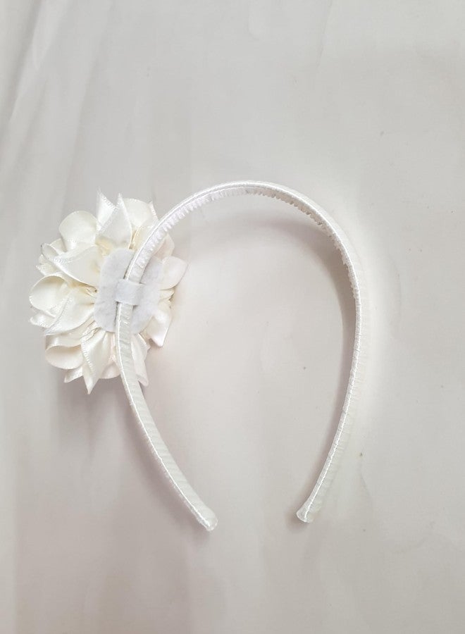Belleza Crafting with Creativity Handmade Offwhite Big Flower Hairband for Girls/Women NewPT2 (Pack of 1) - Image 5
