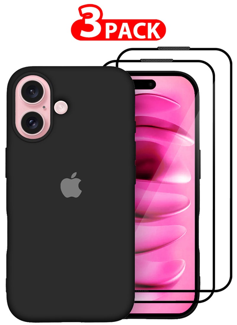 CATANES (for iPhone 16 Plus) 3 Pack Case and 2 Screen Protectors, Slim Silicone Case, Full Covered Anti Scratch Shockproof Protective Cover  - Image 1