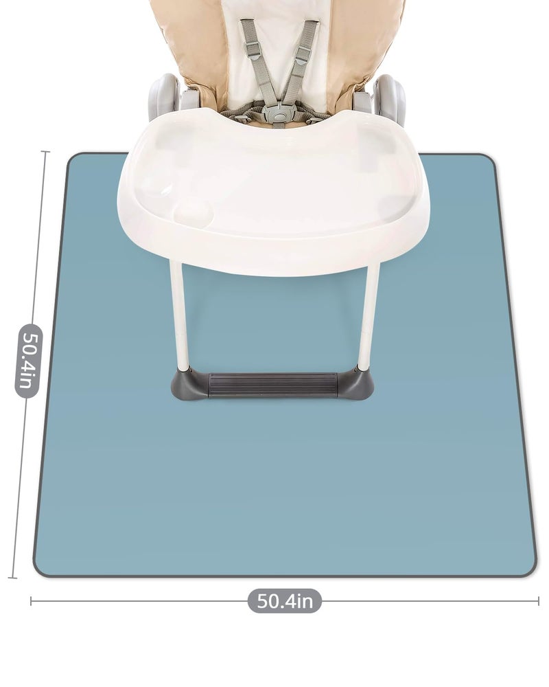 Blissful Diary Baby Splat Mat for Under High Chair, 50.4 x 50.4 Inch Wipeable Splash Mat, Waterproof and Washable, Anti-Slip Floor Protector, Slate Blue - Image 3