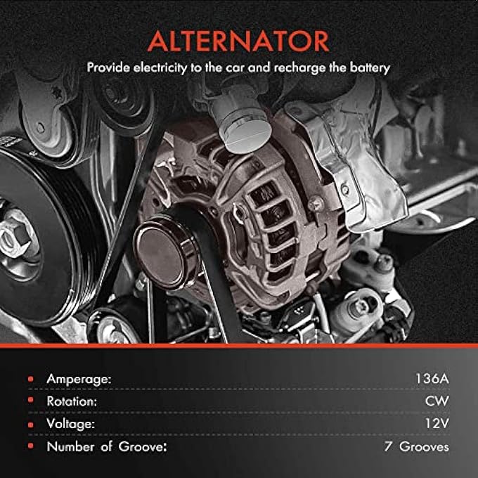 Premium Alternator Replacement for Dodge Ram 1500 2500 3500 4500 1999-2001 Durango Dakota 12V 136A 7 Groove - Image 2