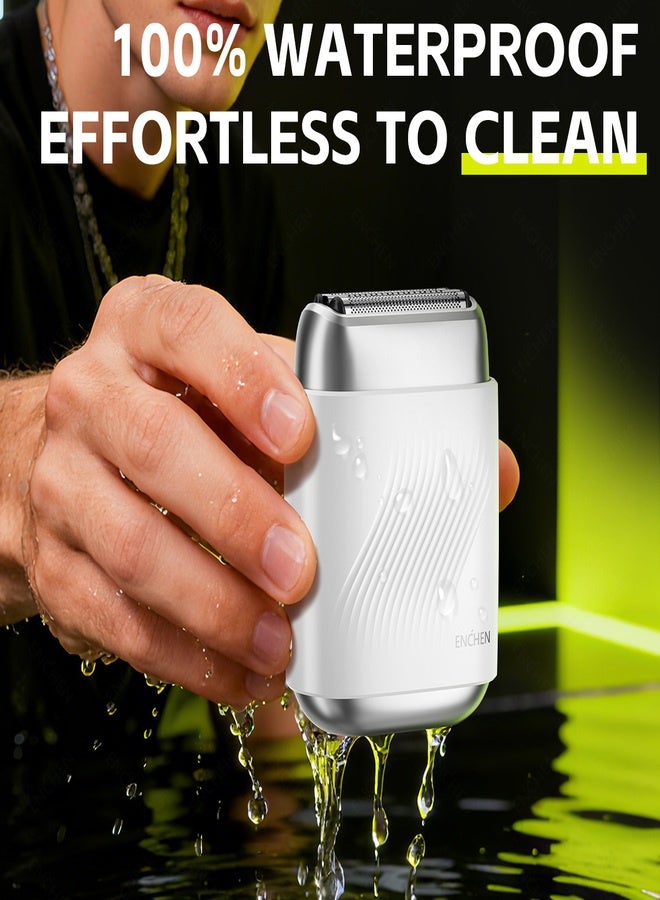 ENCHEN MS006 Foil Shaver  for Men Mini Compact  3D Floating Triple-Blade System Low Noise Motor Type-C Rechargeable Pocket-Size Shaver Comfortable Shaving-White - Image 2