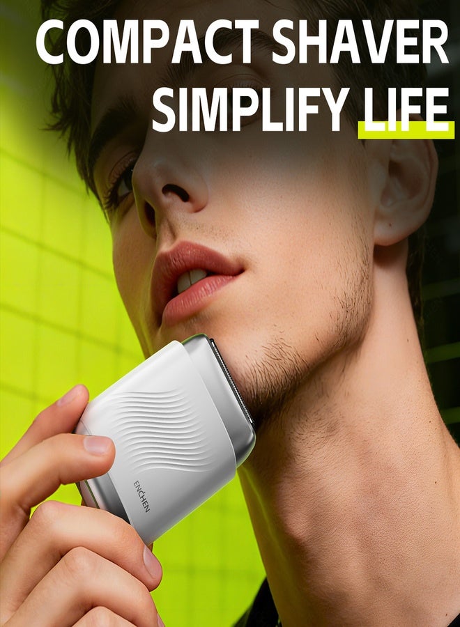 ENCHEN MS006 Foil Shaver  for Men Mini Compact  3D Floating Triple-Blade System Low Noise Motor Type-C Rechargeable Pocket-Size Shaver Comfortable Shaving-White - Image 3