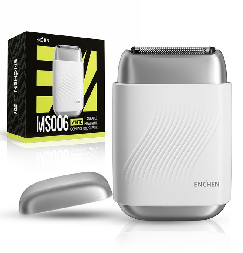 ENCHEN MS006 Foil Shaver  for Men Mini Compact  3D Floating Triple-Blade System Low Noise Motor Type-C Rechargeable Pocket-Size Shaver Comfortable Shaving-White - Image 1