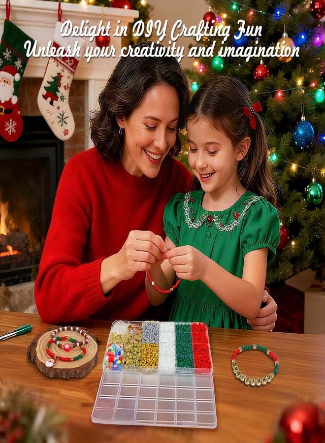 Redtwo Christmas Bracelet Making Kit, 2100 Pcs 4mm GlassSeed Beads Friendship Bracelet Kit, Holiday DIY Craft with Christmas Charms, Gifts for Crafts Lover - Image 5