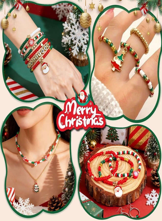 Redtwo Christmas Bracelet Making Kit, 2100 Pcs 4mm GlassSeed Beads Friendship Bracelet Kit, Holiday DIY Craft with Christmas Charms, Gifts for Crafts Lover - Image 2