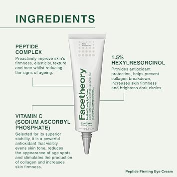 facetheory Peptide Firming Under Eye Cream Unscented AntiAging with Peptides to Brighten Firm Minimise Wrinkles Fine Lines Daily Cream for Under Eyes Firmer Skin 15 ml - Image 2