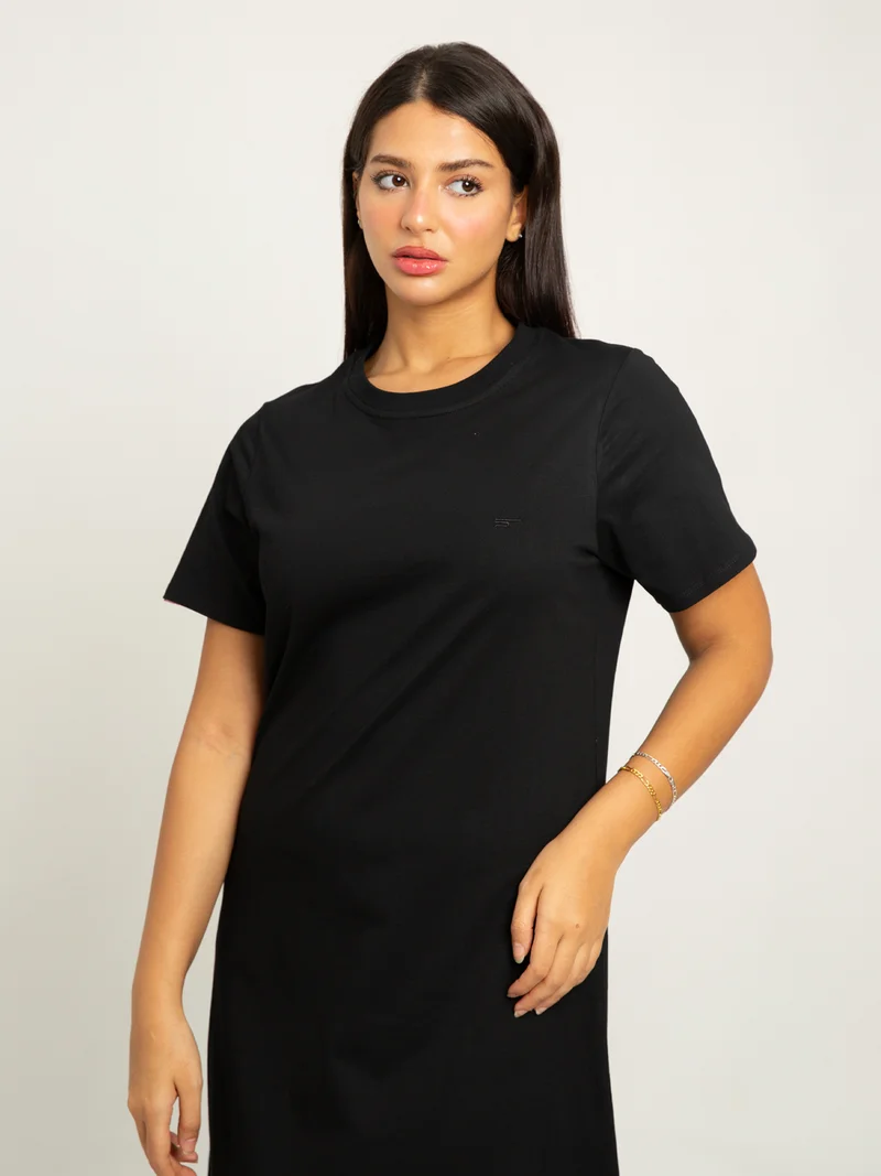 Kaafmeem Black Long T-shirt Dress