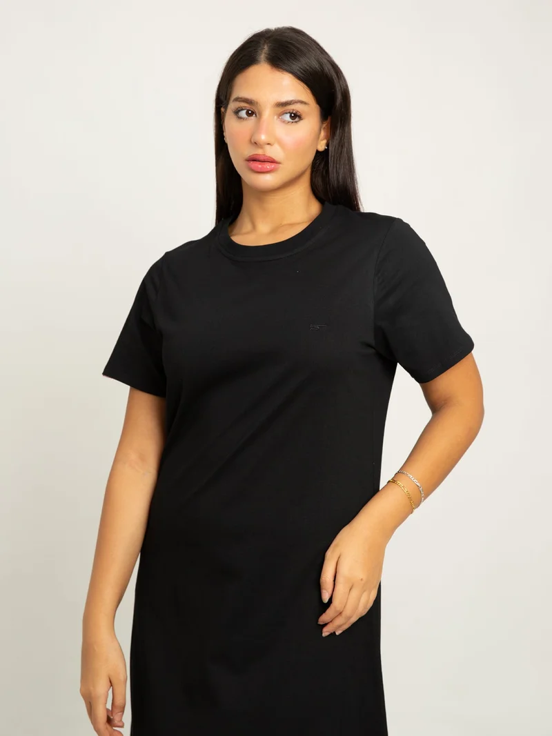 Kaafmeem Black Long T-shirt Dress