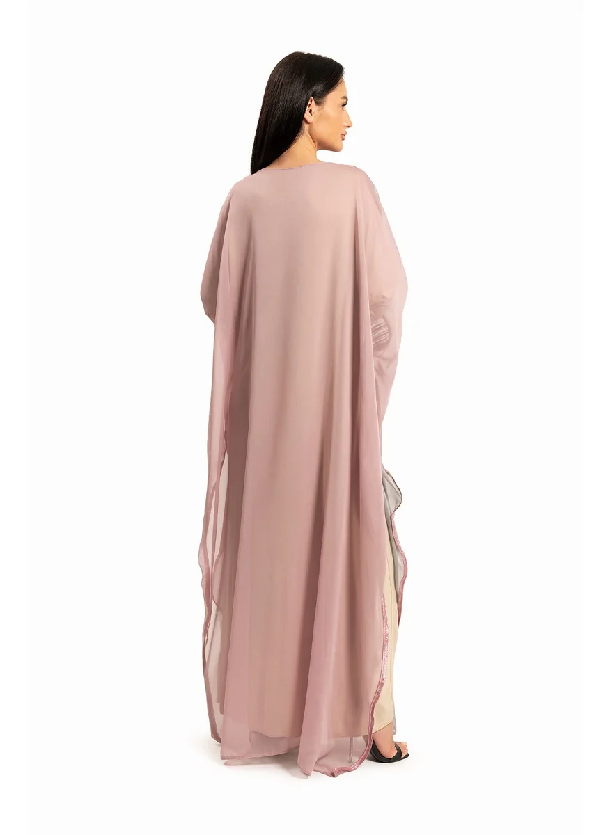 وي كرييت Women Pink and Gray with shimmer Kaftan By WECRE8