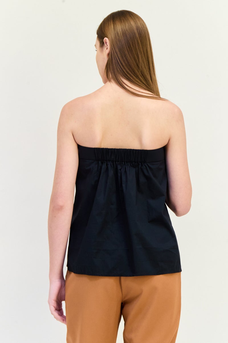 ESPRIT Women Straight Across Strapless Plain Blouse, Black - Image 3