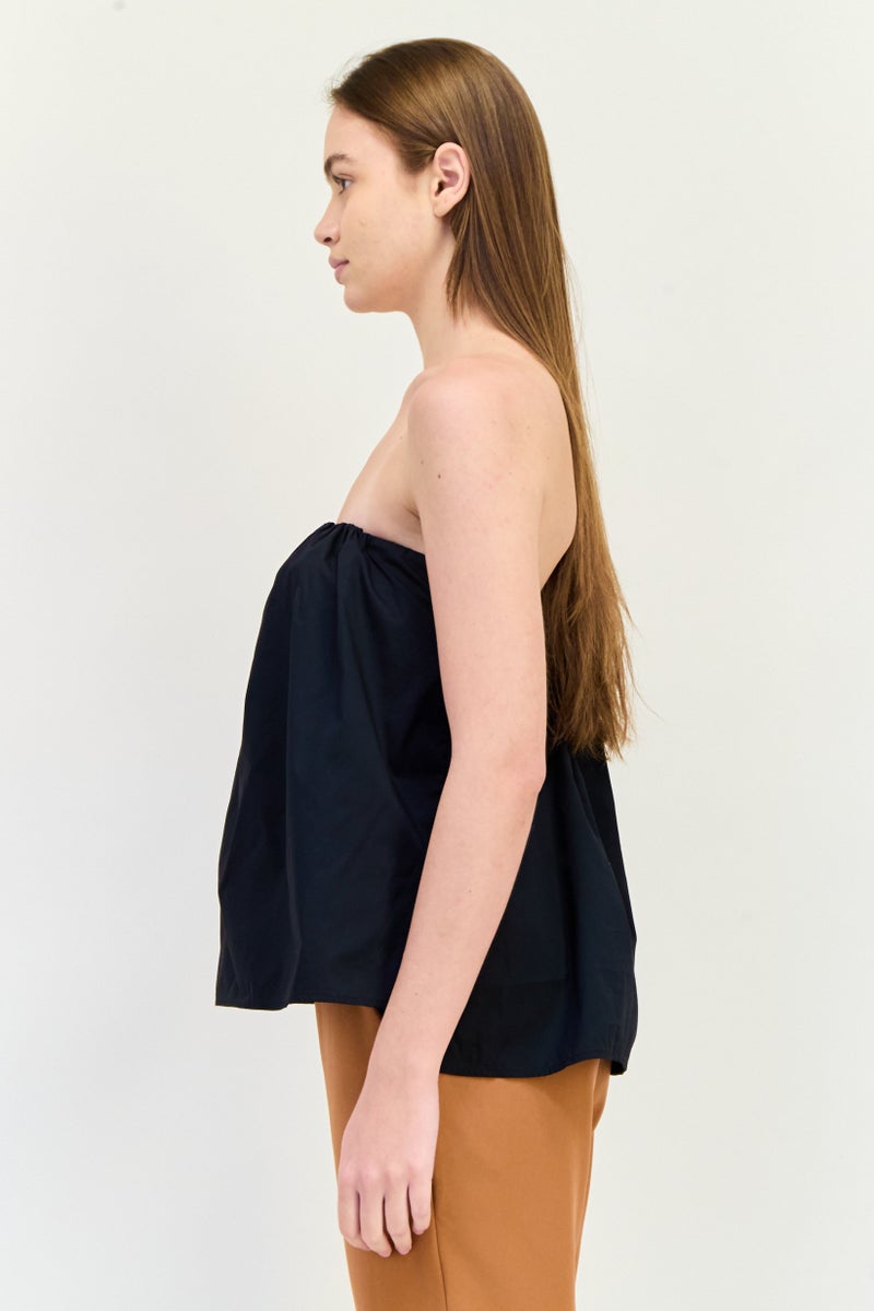 ESPRIT Women Straight Across Strapless Plain Blouse, Black - Image 2