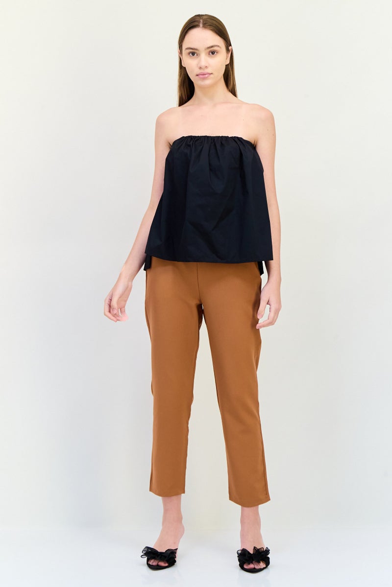 ESPRIT Women Straight Across Strapless Plain Blouse, Black - Image 4