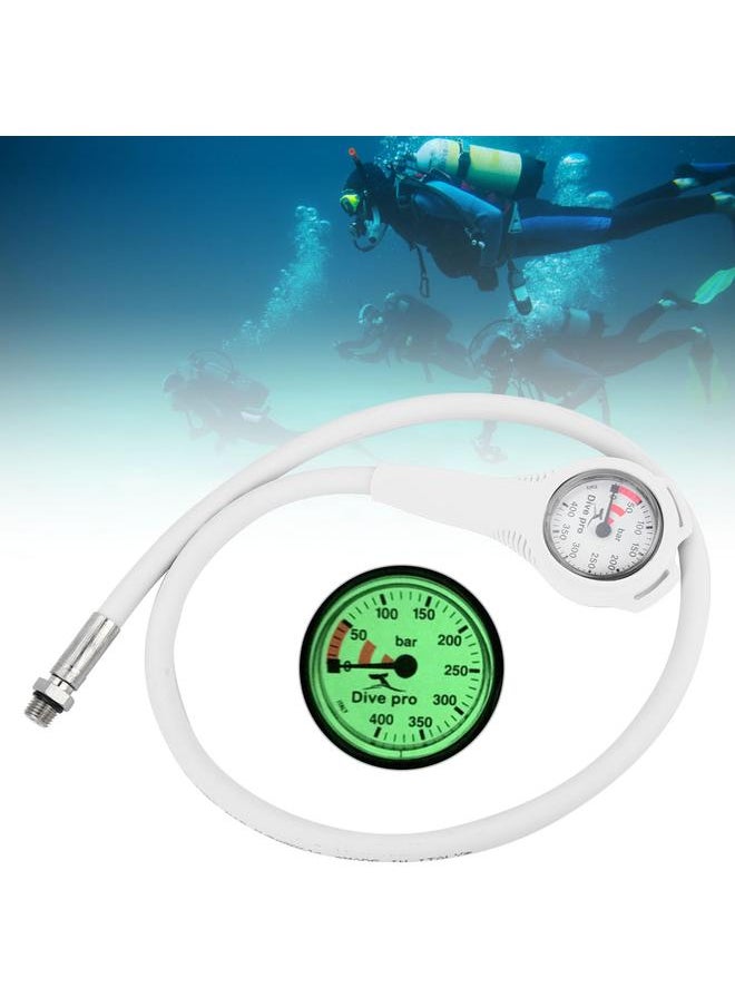 Pressure Gauges Single Table with Luminous Dial Plate Scuba Diving Accessory white
