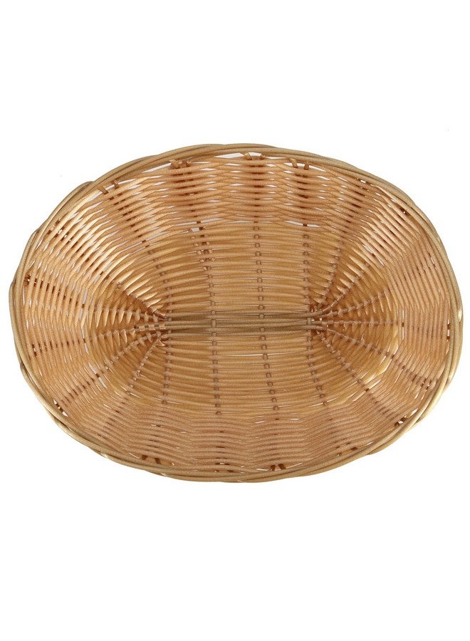 SINJEUN SINJEUN 20 Pack Wicker Bread Basket, Handwoven Oval Plastic Basket, Woven Tabletop Fruit Vegetables Food Serving Basket for Home, Kitchen, Restaurant, Light Brown  - Image 4