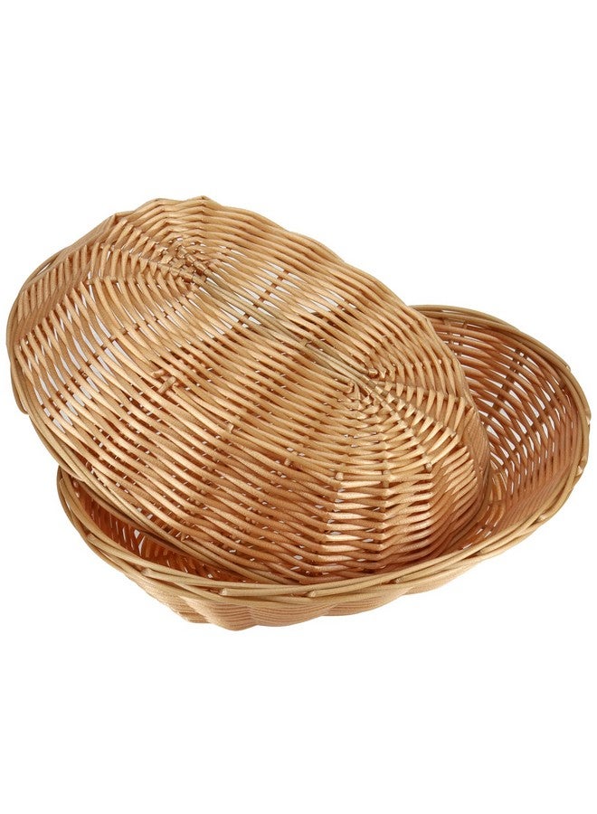 SINJEUN SINJEUN 20 Pack Wicker Bread Basket, Handwoven Oval Plastic Basket, Woven Tabletop Fruit Vegetables Food Serving Basket for Home, Kitchen, Restaurant, Light Brown  - Image 3
