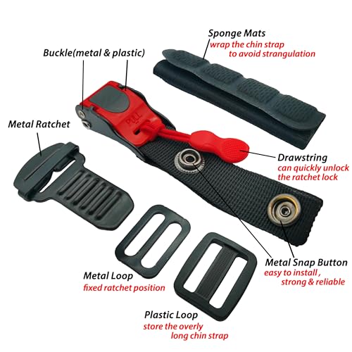 ZYRELYNX Helmet Quick Release Buckle Kit, Motorcycle Chin Strap Adapter - Replacement Kit Compatible With Classic D-Rings, For Half, 3/4, Full Face Helmet, Black Red, 1 Pack - Image 2