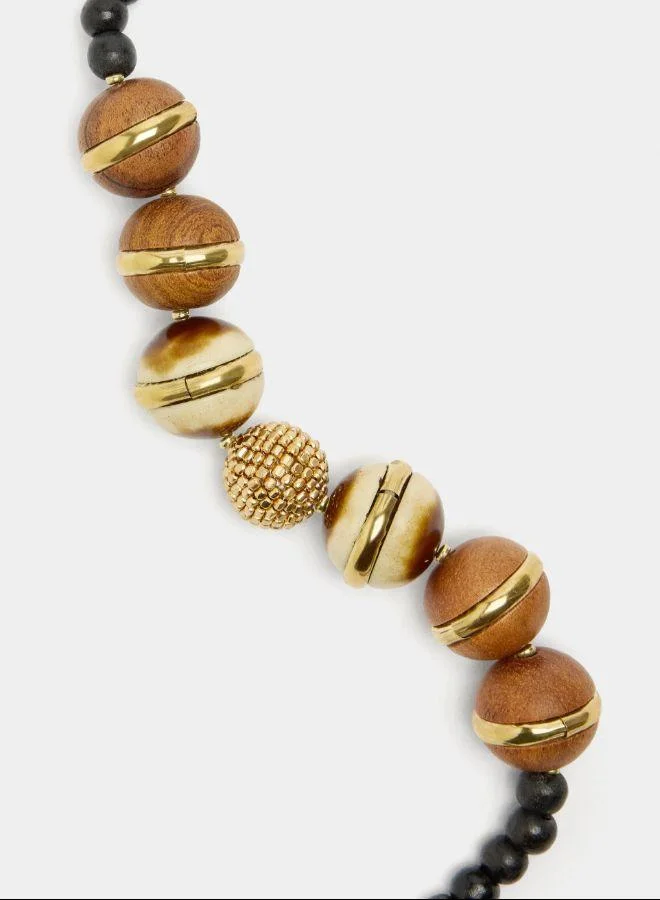 PARFOIS Brown Short wooden bead necklace for Women | Best Price UAE