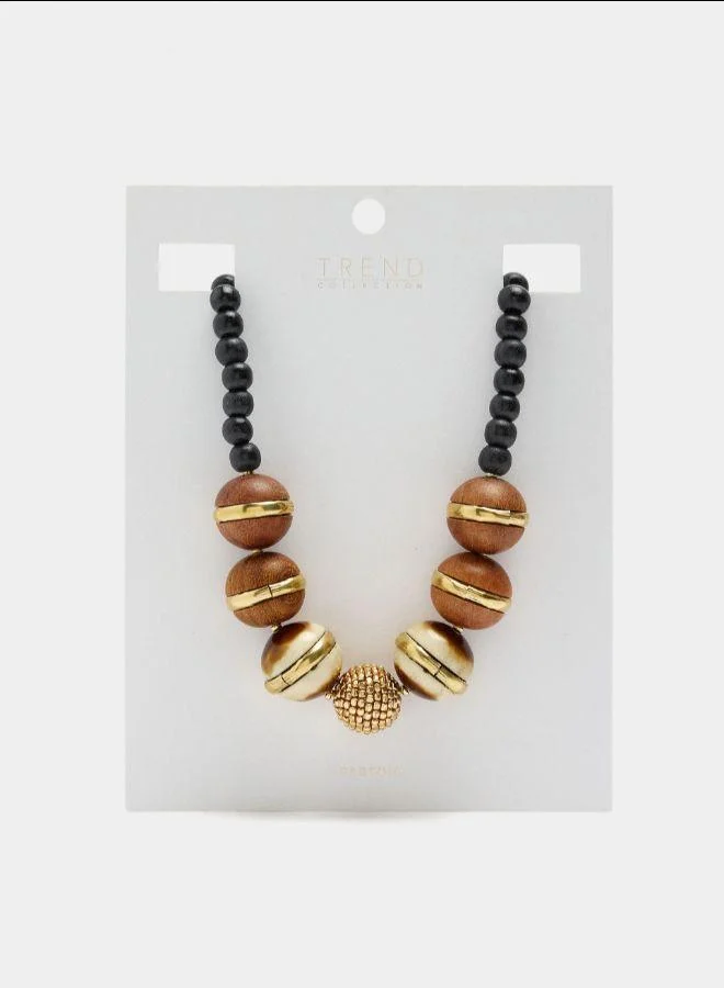 PARFOIS Brown Short wooden bead necklace for Women | Best Price UAE