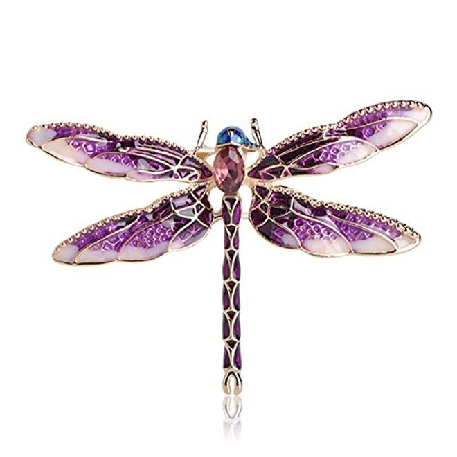 MINGHUA Pretty Enamel Red Blue Dragonfly Brooch Pin Charm for Women and Men - Stainless Steel