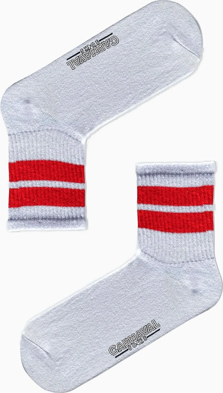 كارنافال سوكس Red Double Stripe Patterned Colorful Sports Socks