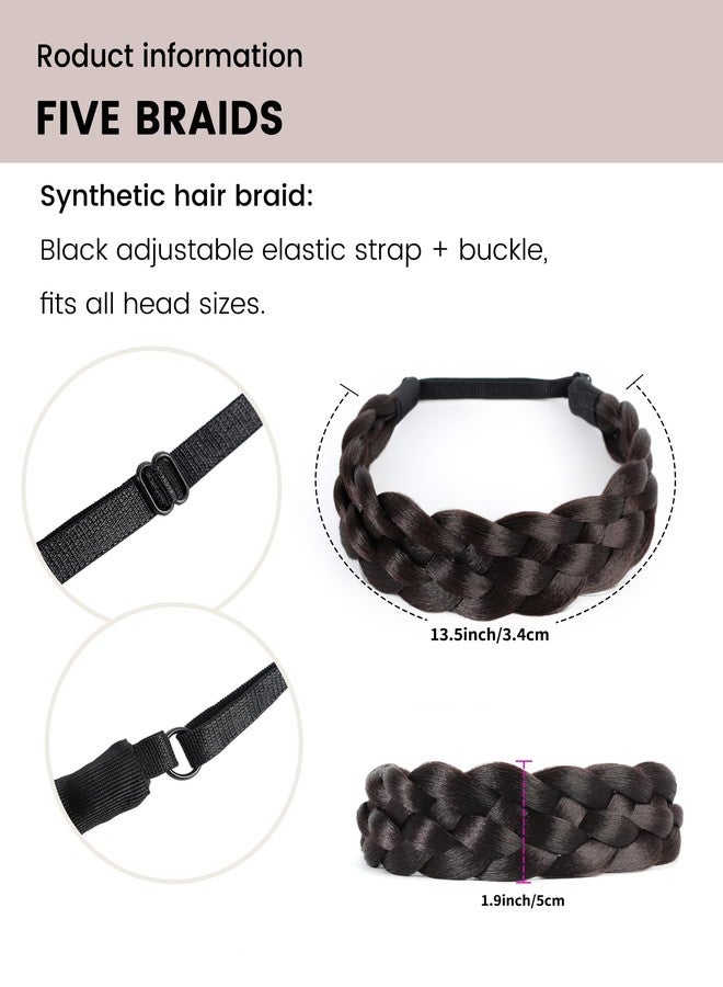 NAISIER Braided Hair Headband for women 2 Pcs Chunky Wide head bands for women's Hair Plaited Headband High Elasticity Braids(4#) - Image 4