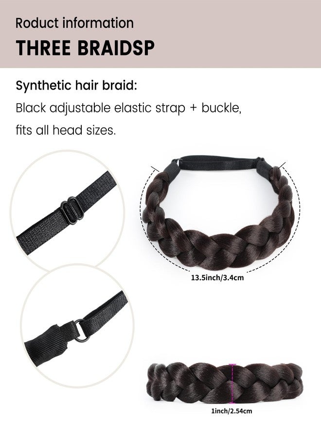 NAISIER Braided Hair Headband for women 2 Pcs Chunky Wide head bands for women's Hair Plaited Headband High Elasticity Braids(4#) - Image 5