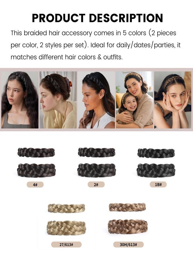 NAISIER Braided Hair Headband for women 2 Pcs Chunky Wide head bands for women's Hair Plaited Headband High Elasticity Braids(4#) - Image 3