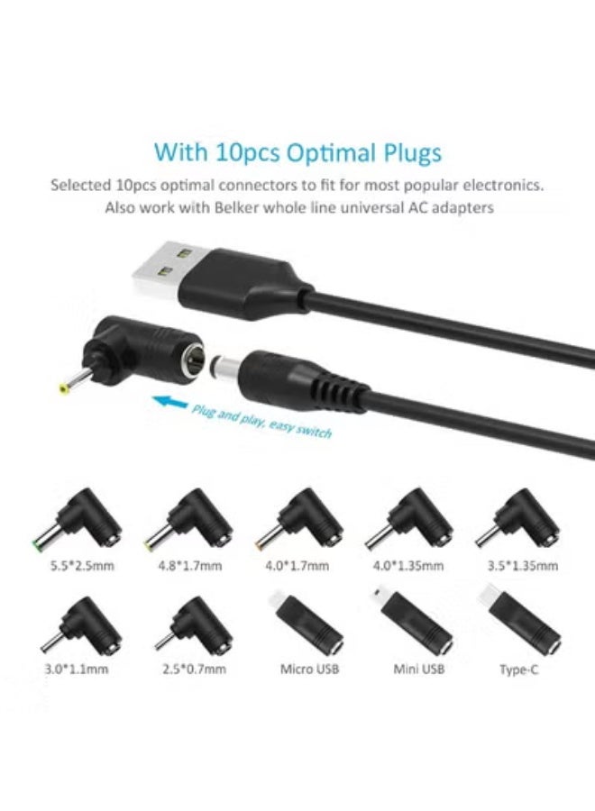 Universal 5V DC Power Cable USB to DC 5.5 2.1 mm Plug Connector Tip Charging Cord with Most Frequently Used Interface Type - Image 4