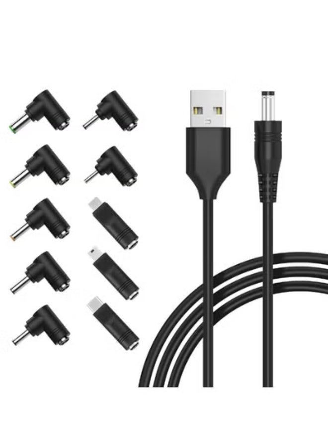 Universal 5V DC Power Cable USB to DC 5.5 2.1 mm Plug Connector Tip Charging Cord with Most Frequently Used Interface Type - Image 1