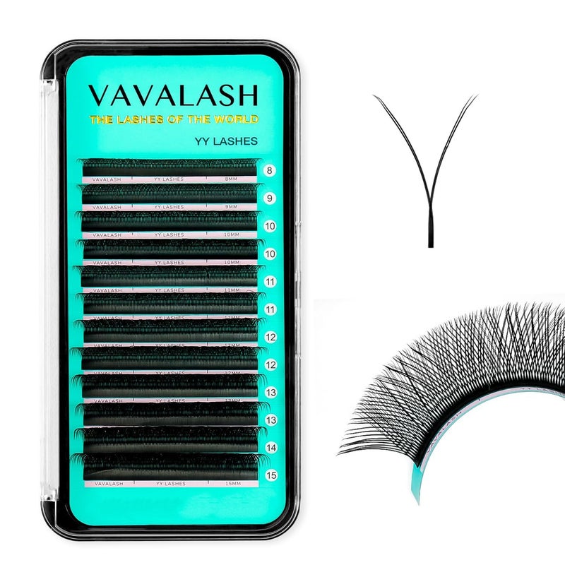 VAVALASH Y Lash Extensions C Curl 005mm 13mm Tray Easy Premade Volume 2D Fans Eyelash Extension YY Type Natural Volume Lashes Extension Soft Matte Black Lashes YY005C13mm
