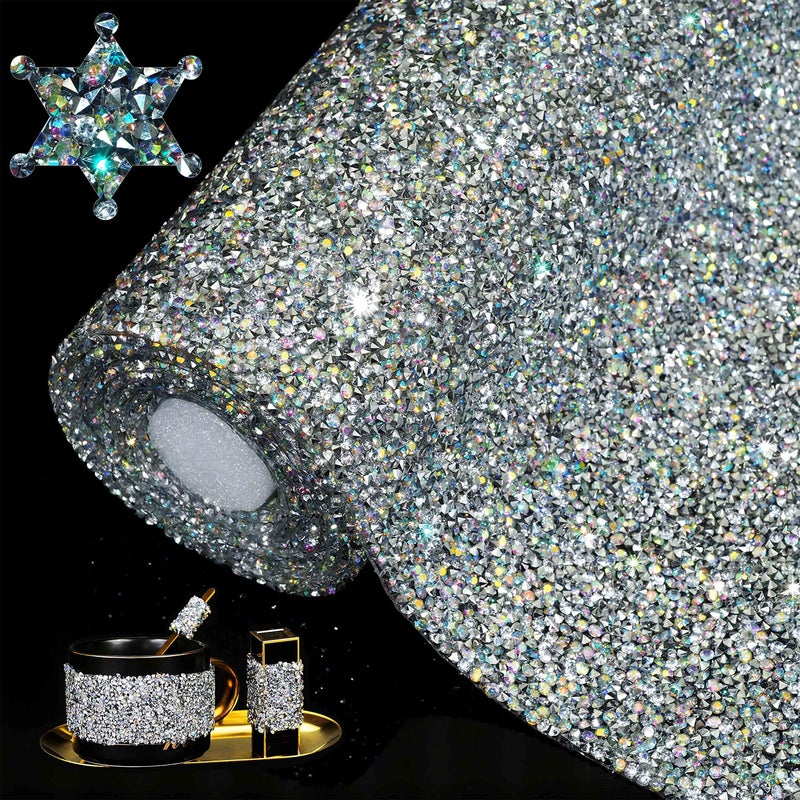 Locacrystal Bling Resin Rhinestone Sticker DIY Car Decoration Stickers SelfAdhesive Hotfix Glitter Crystal Gem Sheet Stickers for Car  Crafts DecorationSilver AB94x63