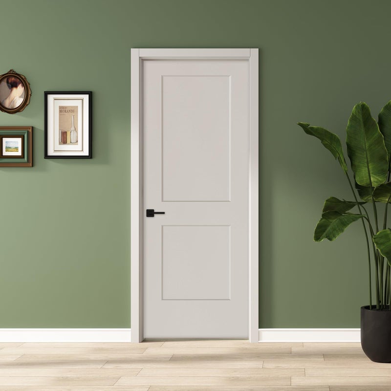 BARNSMITH 30x80 in 2-Panel White Primed Molded Door Slab, Shaker Style Paintable Hollow Core Interior Door Panel, for Swing, Pocket, Sliding Door, Durable and Lightweight, No Assembly Required - Image 1