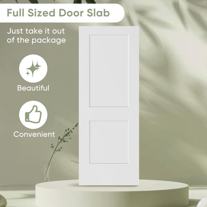 BARNSMITH 30x80 in 2-Panel White Primed Molded Door Slab, Shaker Style Paintable Hollow Core Interior Door Panel, for Swing, Pocket, Sliding Door, Durable and Lightweight, No Assembly Required - Image 4