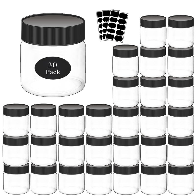 RAINBOWTIE Plastic Jars With Lids Slime Containers 8oz-30 Pack-Leakproof Round Plastic Containers for Kitchen Pantry-Ideal For Home Storage-With 30 Chalkboard Stickers - Image 1