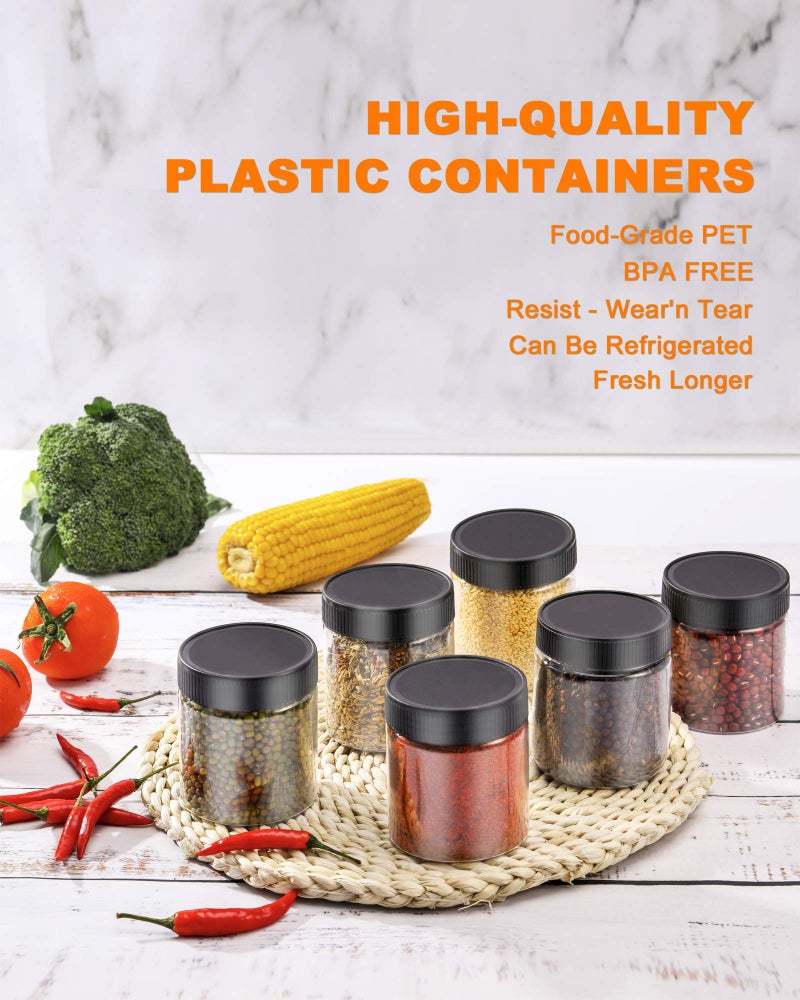 RAINBOWTIE Plastic Jars With Lids Slime Containers 8oz-30 Pack-Leakproof Round Plastic Containers for Kitchen Pantry-Ideal For Home Storage-With 30 Chalkboard Stickers - Image 3
