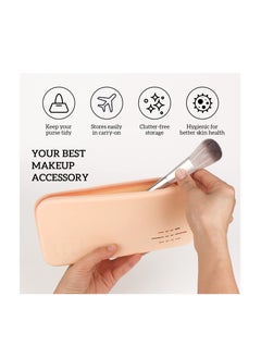 Excefore Portable Travel Makeup Bag, Large Capacity Zipper Makeup Bag, Sleek Makeup Tools Bag, Gifts for Women and Girls (Khaki)  - Image 3