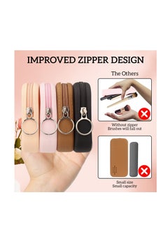 Excefore Portable Travel Makeup Bag, Large Capacity Zipper Makeup Bag, Sleek Makeup Tools Bag, Gifts for Women and Girls (Khaki)  - Image 2