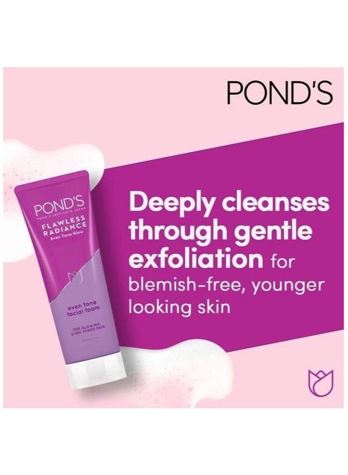 Pond's Flawless Radiance Facial Foam Cleansing and Exfoliating with Niacinamide and Vitamin E, Even-tone Glow, gives Blemish-Free Skin, 100g x 3 - Image 4