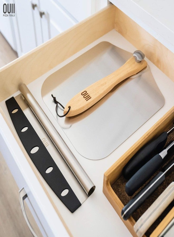 مجرفة بيتزا معدنية من الألومنيوم من OUII - 12 × 14 بوصة. ملعقة بيتزا للفرن بمقبض خشبي قابل للطي. أدوات ملحقة لفرن البيتزا. مجرفة تقليب، ملعقة للخبز والمعجنات والعجين والكيك - Image 5