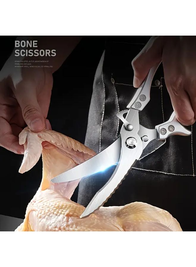 Heavy Duty Professional Kitchen Shears With Serrated Blades Ergonomic Grip For Poultry Meat Bones Vegetables - Image 1