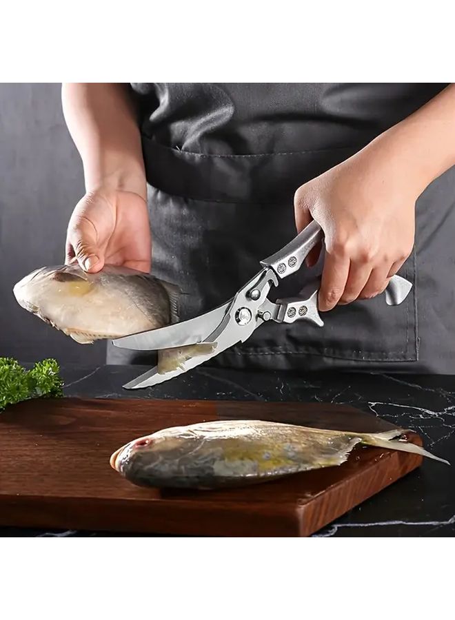 Heavy Duty Professional Kitchen Shears With Serrated Blades Ergonomic Grip For Poultry Meat Bones Vegetables - Image 4