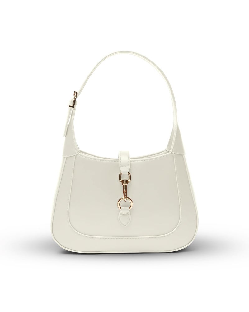 Apryl Shoulder Bag for Women - Small Shoulder Purses - White Purse - Cute Trendy Hobo Handbags - Adjustable Strap Vegan Leather - Cream - Image 1
