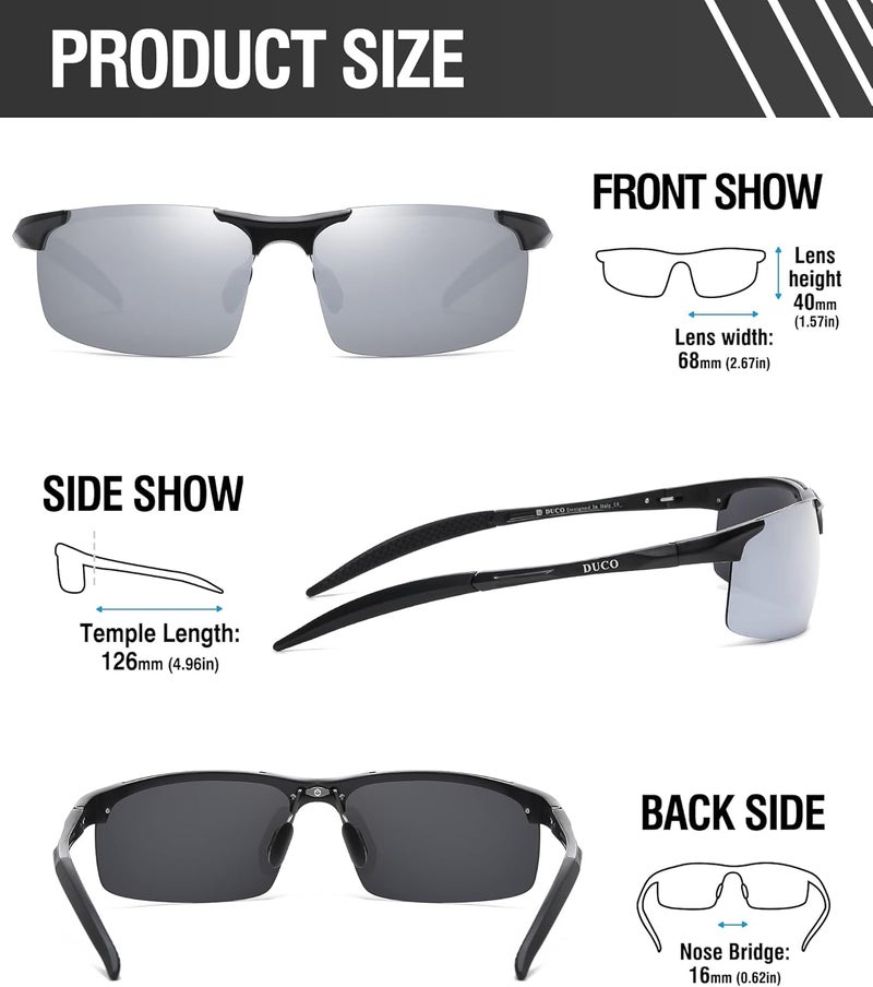 Duco Mens Sports Polarized Sunglasses UV Protection Sunglasses for Men 8177s - Image 3