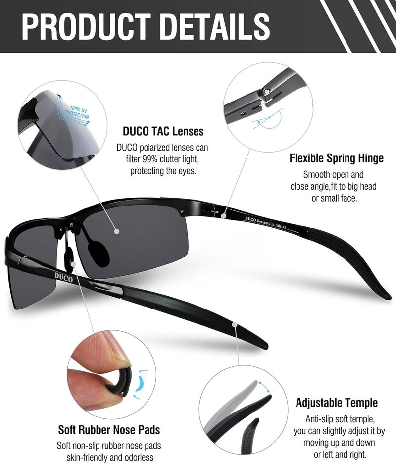 Duco Mens Sports Polarized Sunglasses UV Protection Sunglasses for Men 8177s - Image 4