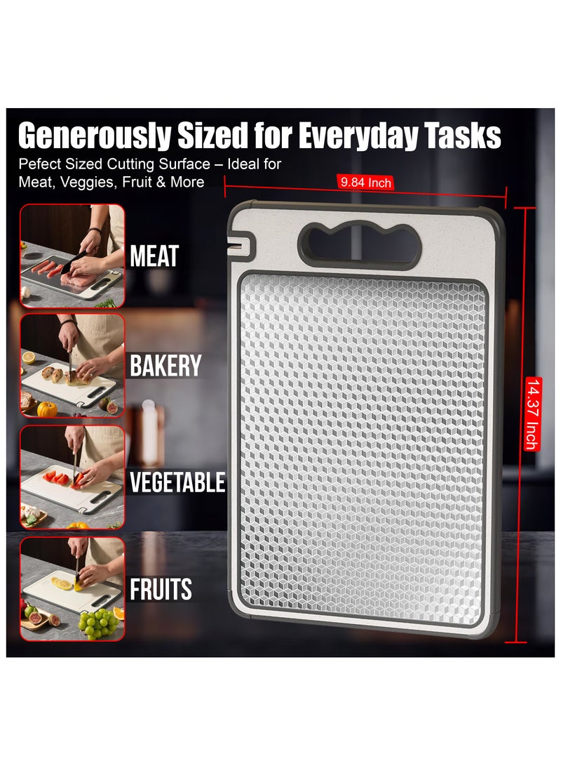 آركشاين لوح تقطيع من الستانلس ستيل برو | مصنوع بنسبة 100% من الفولاذ المقاوم للصدأ + قش القمح، مع مبرد سكاكين + واقيات، واقي أصابع، ومجرى لتصريف العصارة | ألواح تقطيع غير قابلة للانزلاق وخالية من الخدوش لأي مطبخ - Image 3